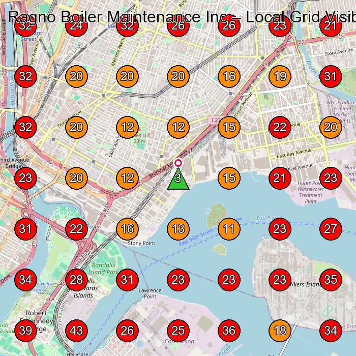 Ragno Boiler Maintenance Inc GeoGrid visibility map for Heating Contractor in Bronx